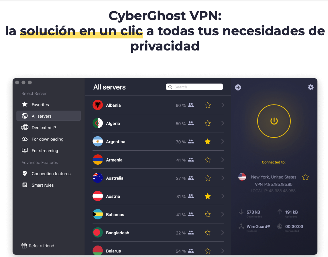 CyberGhost servidores