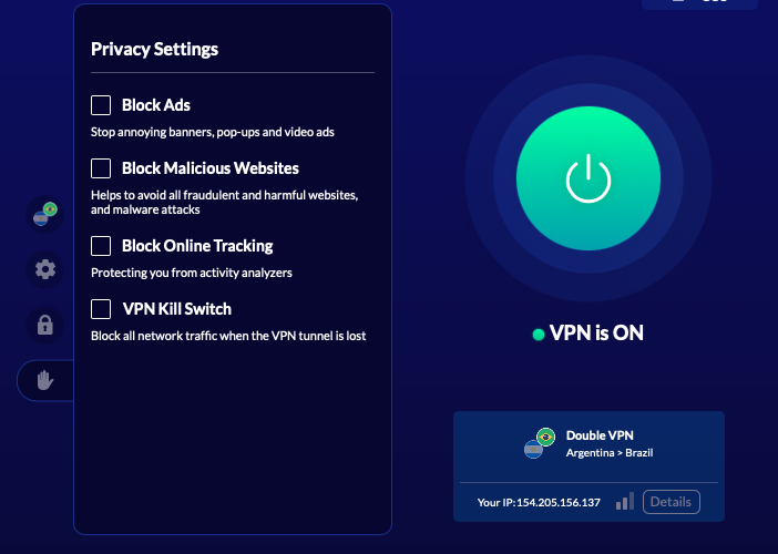 ajustes de privacidad de VeePN